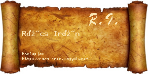 Rács Irén névjegykártya